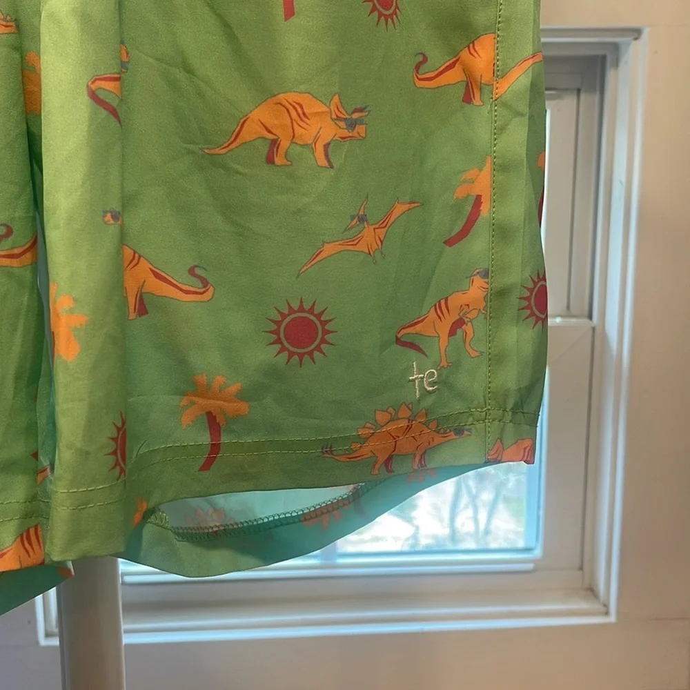 TIPSY ELVES SWIM TRUNKS DINOSAUR MENS GREEN ORANGE, Size Large